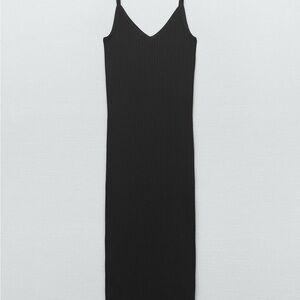 Zara Rib Washed Spaghetti Strap Midi Dress